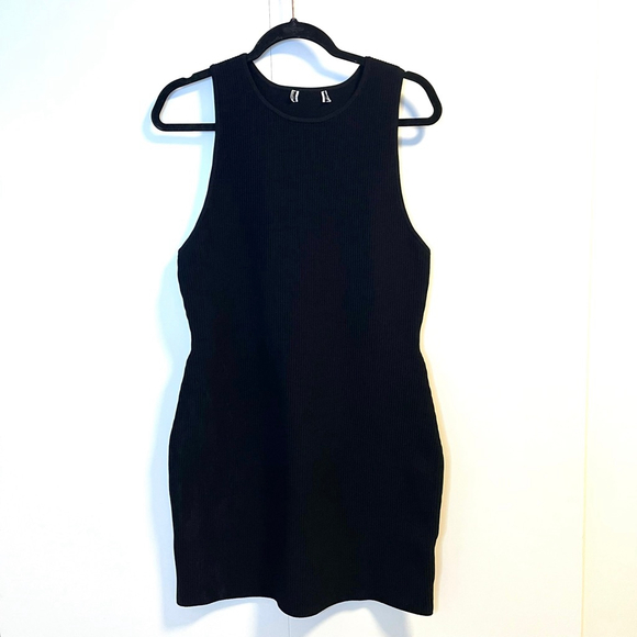 Babaton Sculpt Knit Racer Mini Dress Black Bodycon Compressive Large - Picture 5 of 10